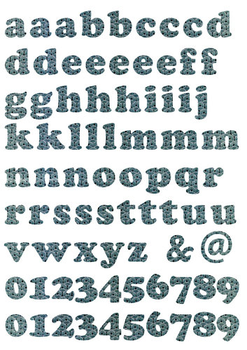 new style-abc (Kleinbuchstaben, Zahlen), Paillette silber, DIN A 4
